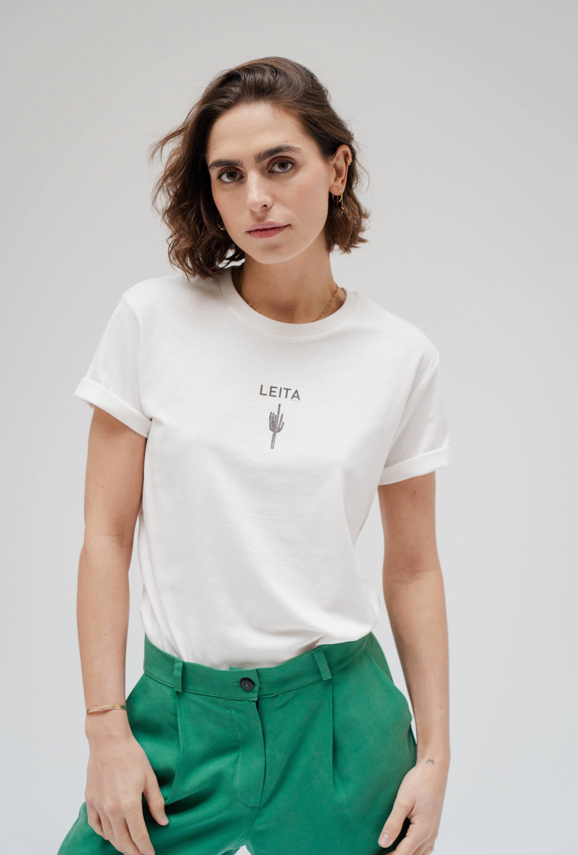 LEITA Paris t-shirt blanc cactus femme