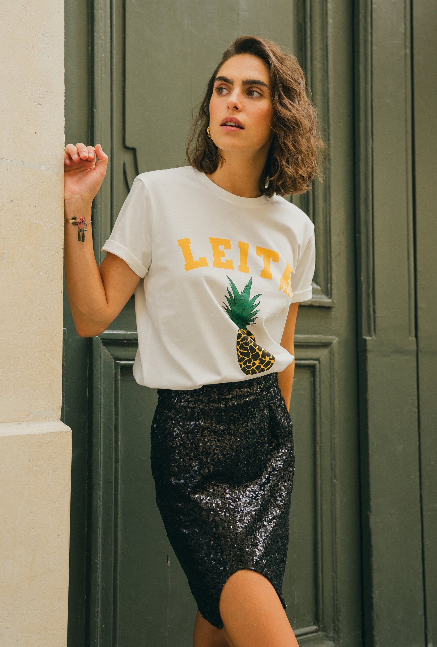 LEITA Paris t-shirt blanc impression ananas femme manche courte