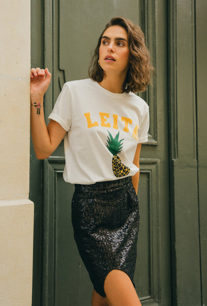 LEITA Paris t-shirt blanc impression ananas femme manche courte