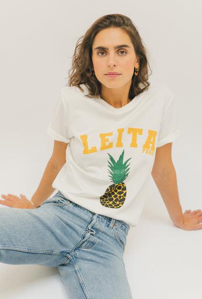 LEITA Paris t-shirt blanc impression ananas femme manche courte