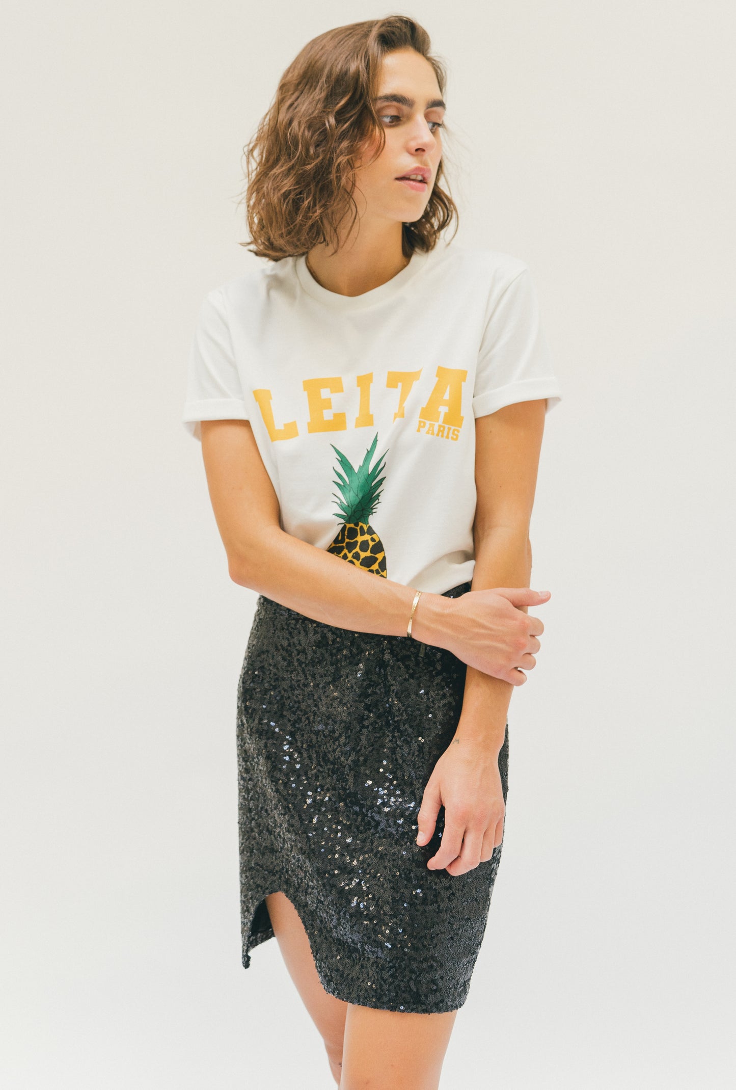 LEITA Paris t-shirt blanc impression ananas femme