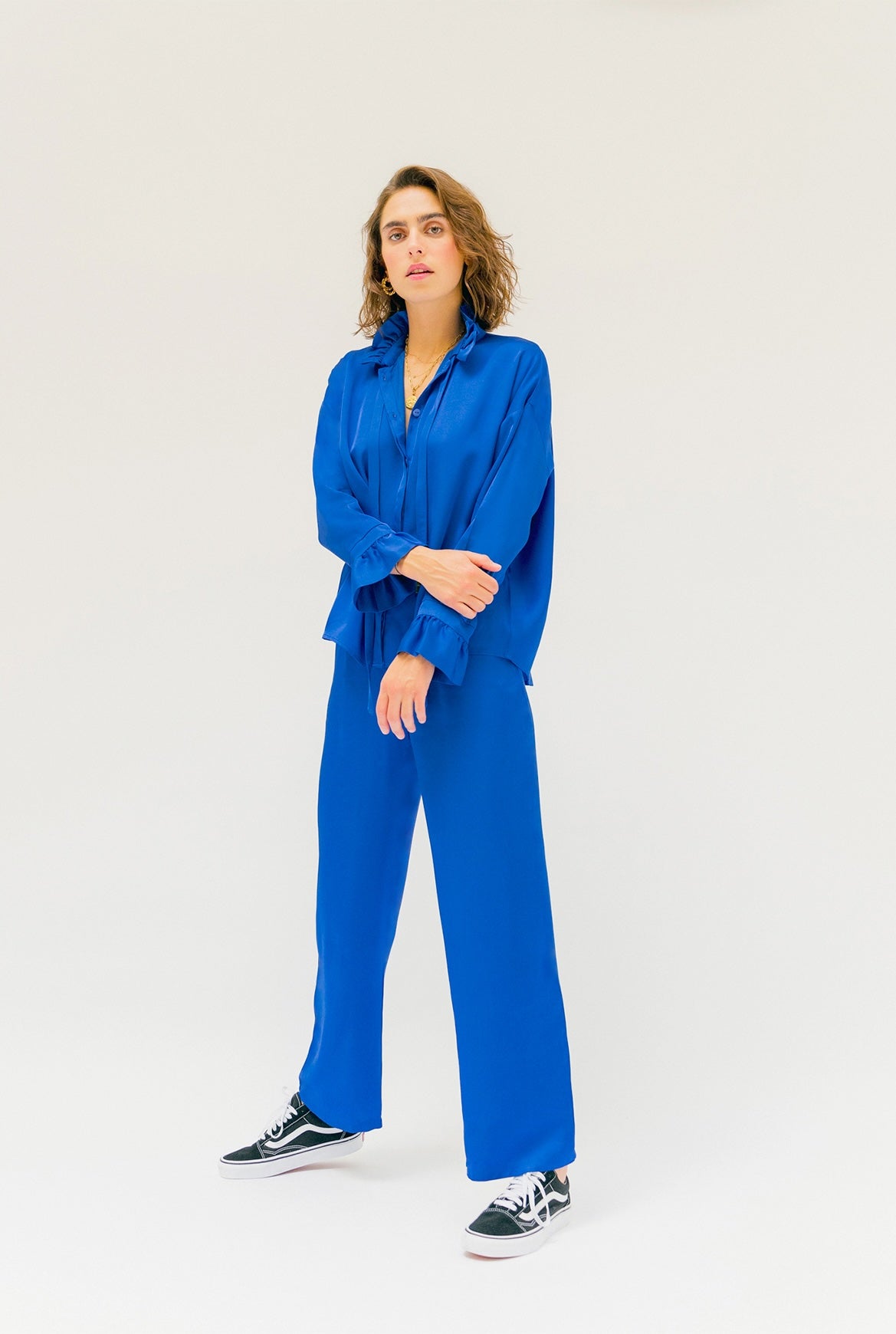 LEITA Paris pantalon femme large et fluide bleu